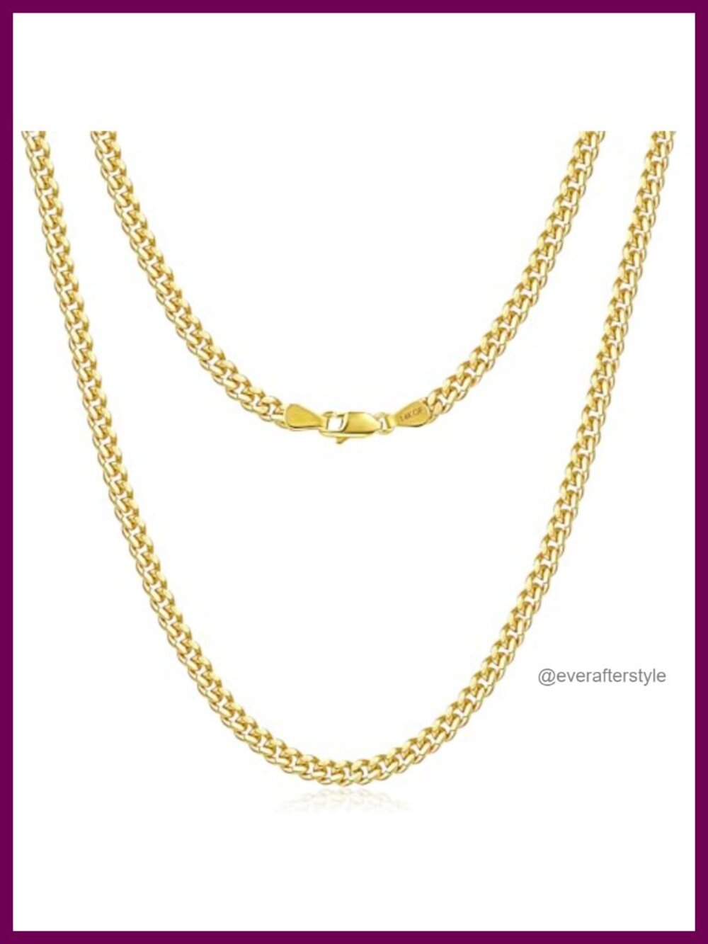 14K Gold Plated Cuban Link Necklace 4mm for Men Women Unisex Chain